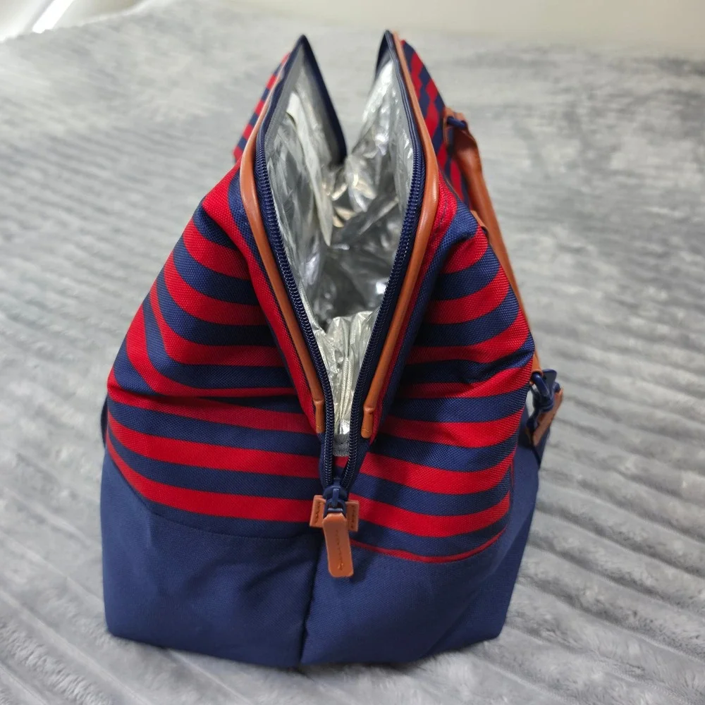 Arctic Zone Insulated Tote Bag Navy Red Striped Cooler 50-38701-00-06 NWOT